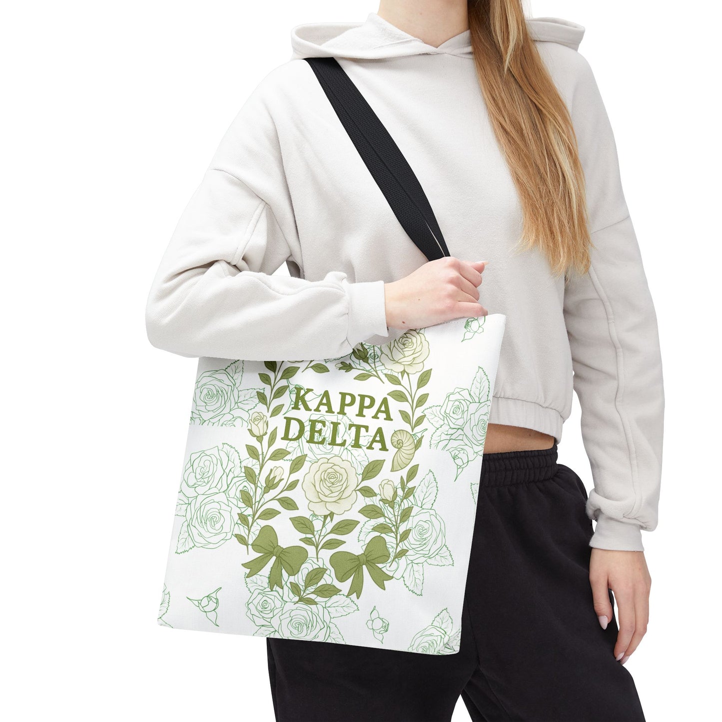 Elegant Kappa Delta Tote Bag, Floral AOP Design, Sorority Bag, Gift for Sisters, Eco-Friendly Shopping Bag