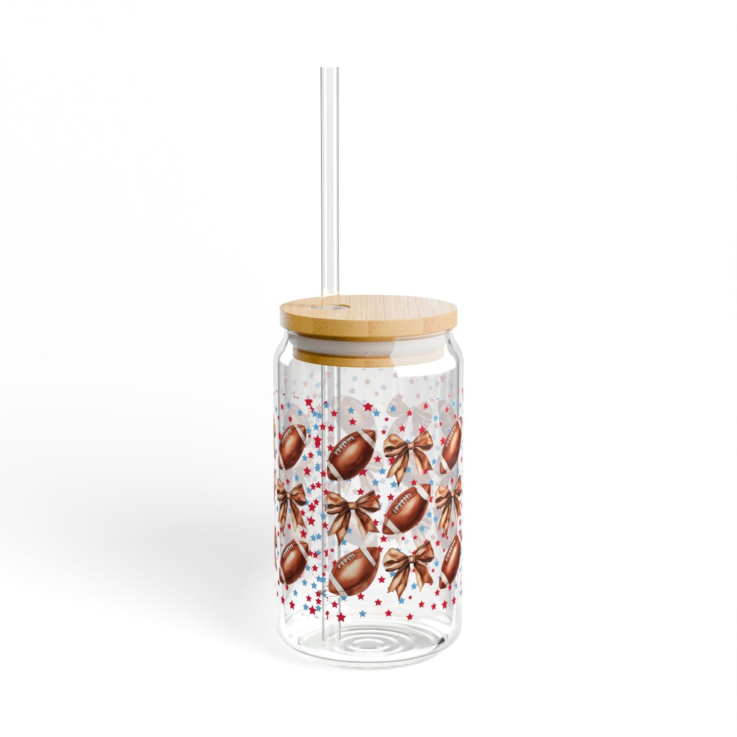 Football-Themed Sipper Glass, 16oz | Perfect for Game Day, Sports Parties, Tailgating, & Outdoor Events