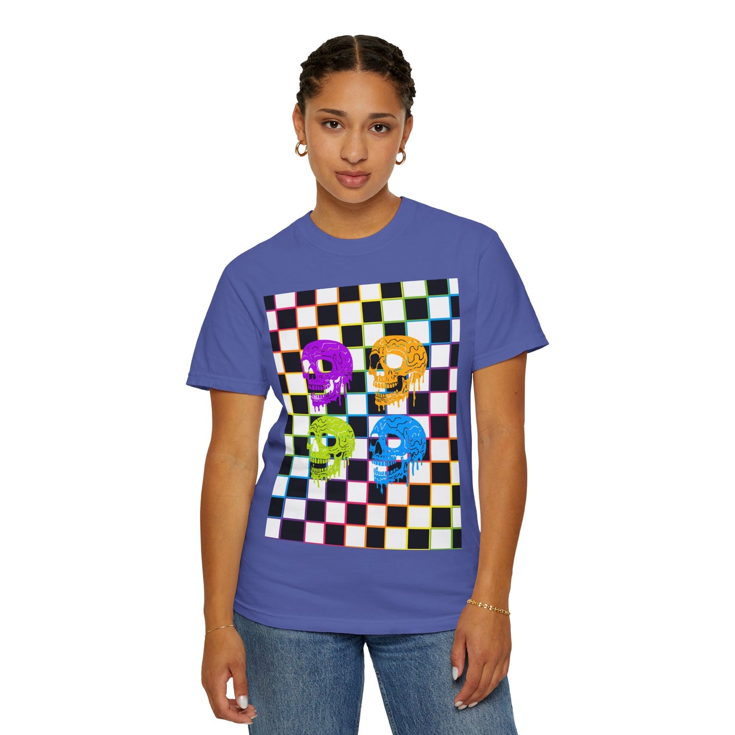 Vibrant Skull Graphic T-Shirt, Unisex Tee, Halloween Outfit, Alternative Fashion, Festival Wear, Casual Street Style