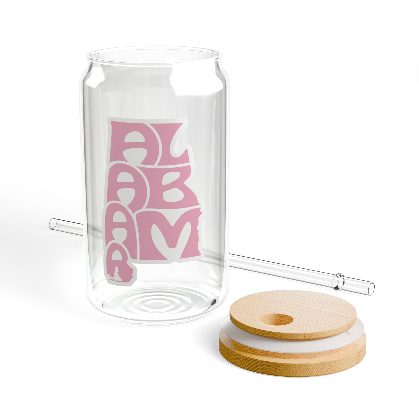 Alabama Stylish Glass Sipper with Bamboo Lid - Perfect for Smoothies, Juice, and Drinks, Eco-Friendly, Unique Gift, Home Decor, Outdoor Activities