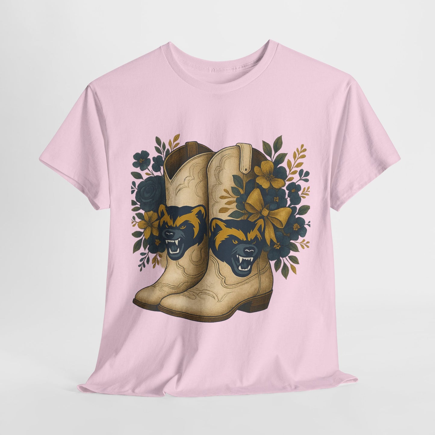 Graphic Tee - Michigan Wolverines Maize and Blue Country Chic Floral Cowboy Boots Vintage Style Shirt