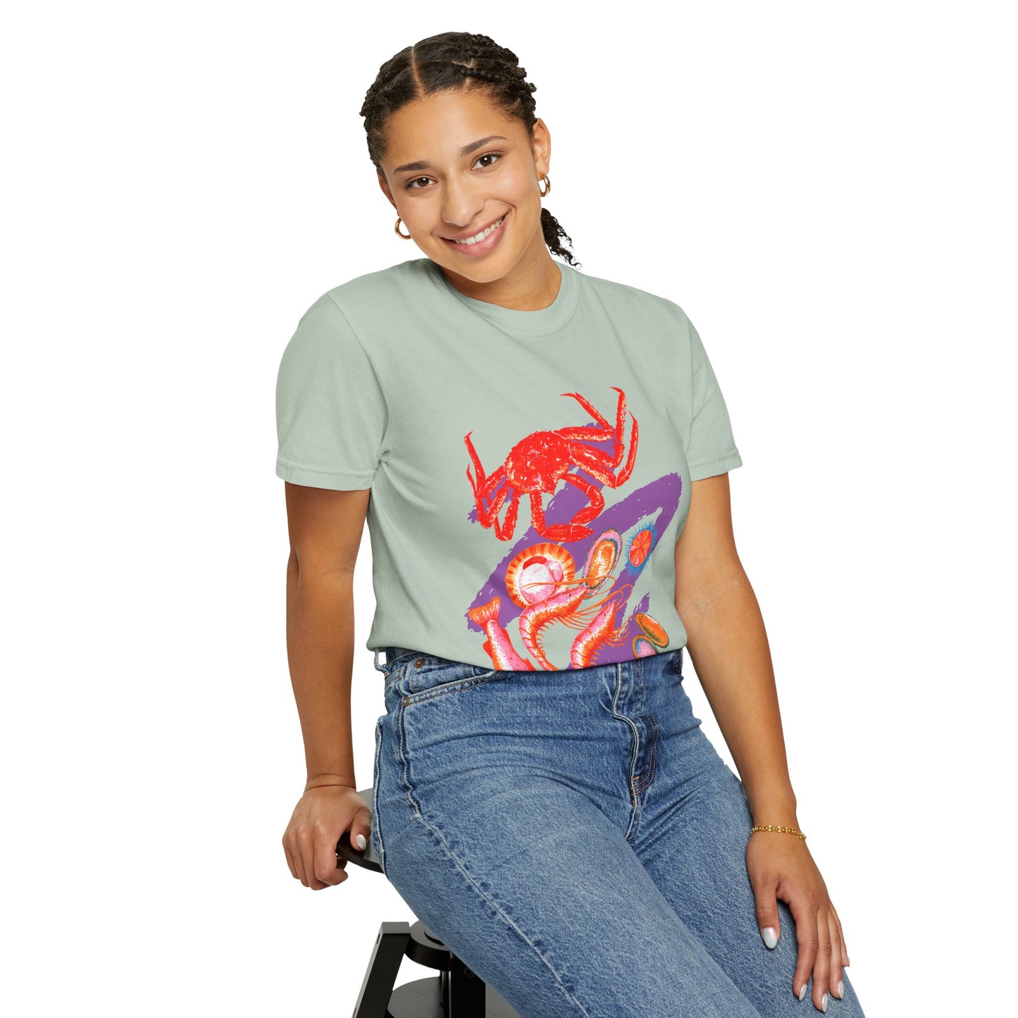 Comfort Colors Vibrant Seafood T-Shirt, French Coastal Tee, Distressed Shirt, Oversized Coquette Aesthetic, Nautical Style