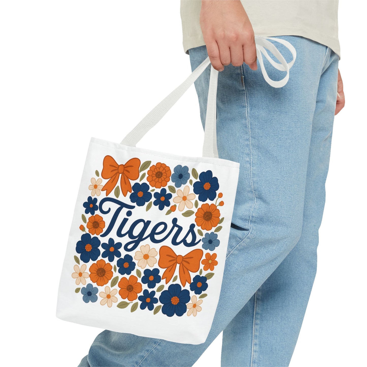 Floral Tiger Tote Bag, Cute Shopping Bag, Reusable Grocery Tote, Gift for Students, Eco-friendly Handbag, Graduation Gift, Alumni Gift