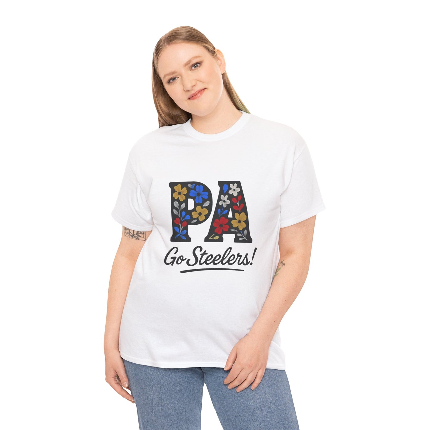 Sports Fan Tee - Floral PA Go Steelers Unisex Heavy Cotton Tee