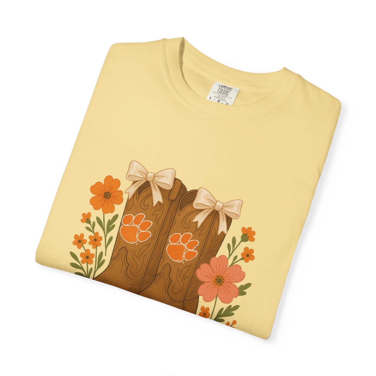 Cowgirl Boots Floral T-Shirt, Go Tigers Game Day, Comfort Colors