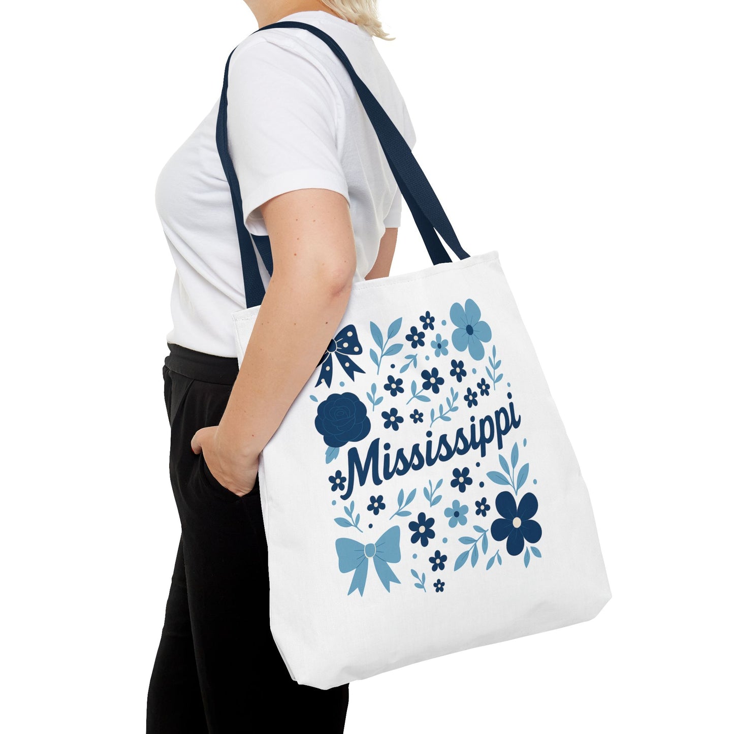 Floral Mississippi Tote Bag | Eco-Friendly Shopping Bag, Beach Tote, Gift for Her, Travel Companion, Custom Flower Design