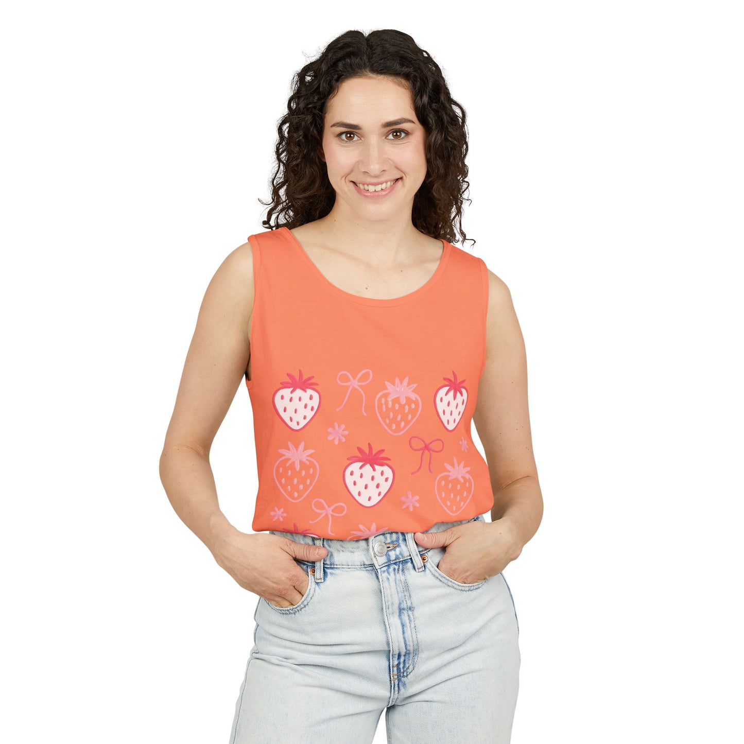 Strawberry Print Tank Top - Summer Vibes Beachwear