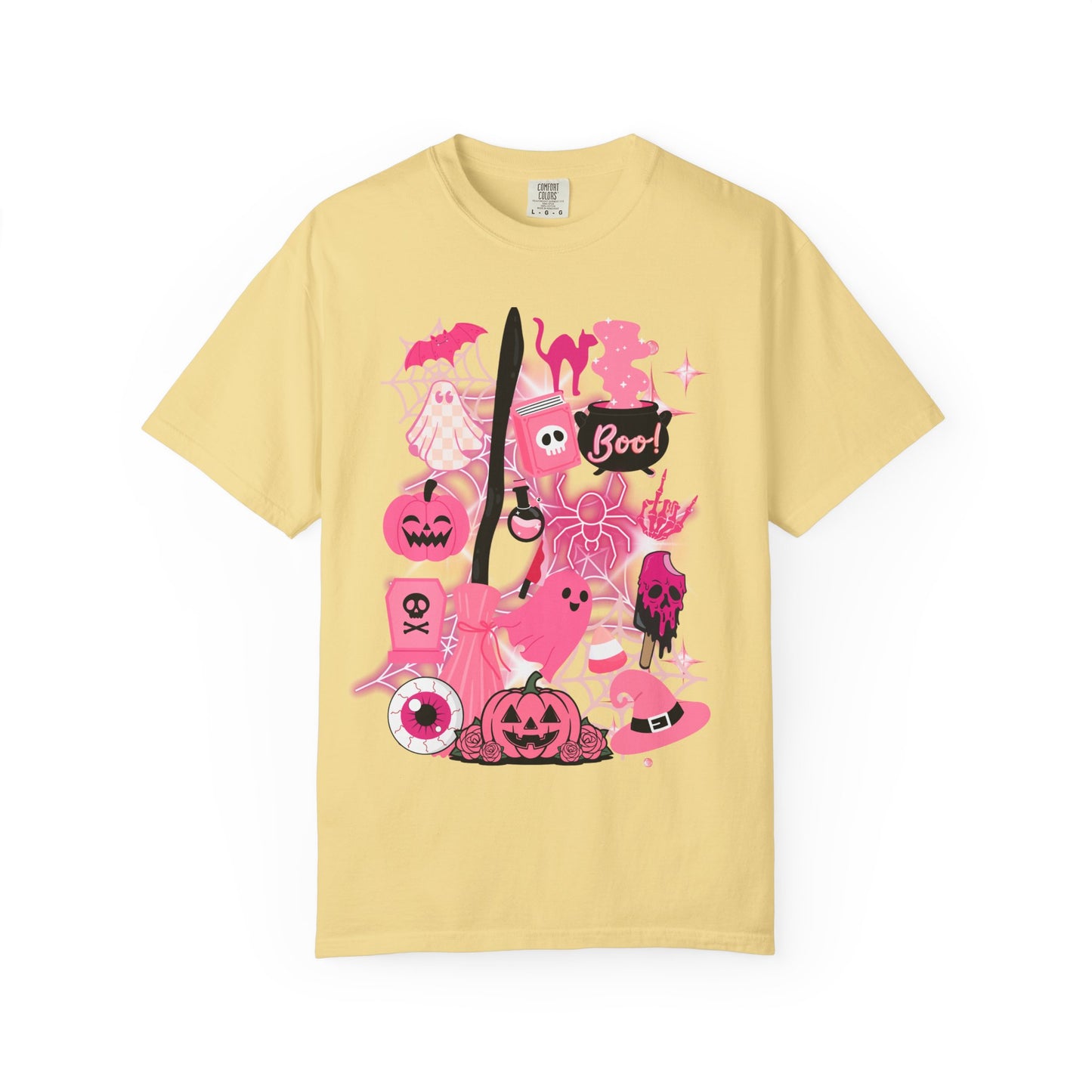 Pink Halloween-Themed Unisex T-shirt, Spooky Shirt, Ghostly Apparel, Boo T-shirt, Fall Fashion, Halloween Costume Top