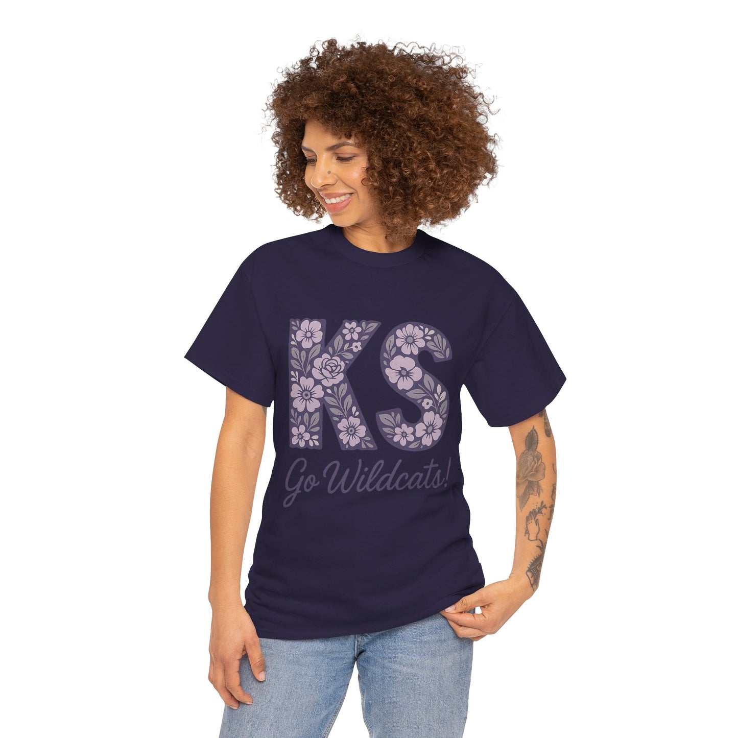 KS Floral Team Spirit Tee: Celebrate Kansas State Wildcats in Style, Perfect for Sports Events, Gifts, & Casual Wear