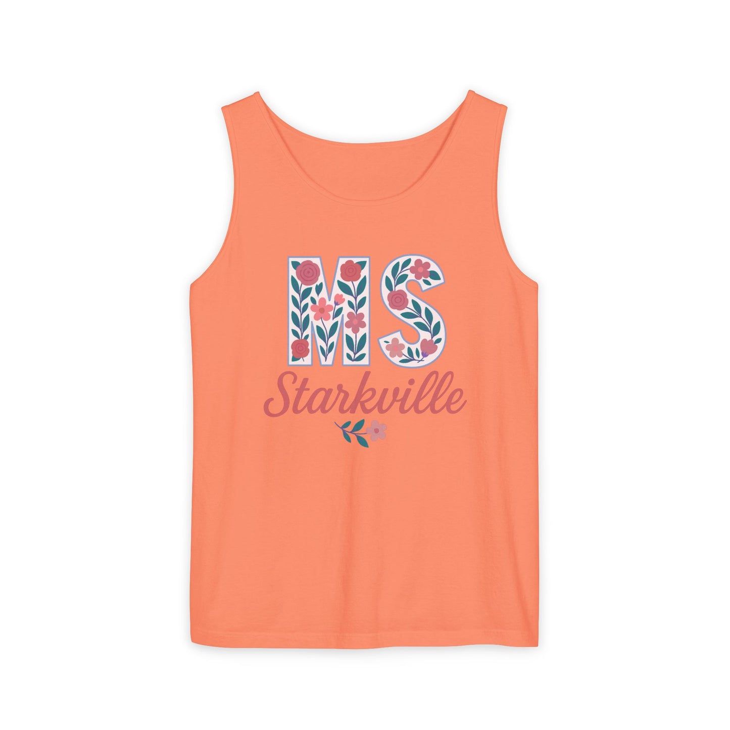 Mississippi Floral Monogram Summer Tank Top, Comfort Colors, Perfect for Casual Outings, Gifts, Beach Days, Graduation Celebrations,