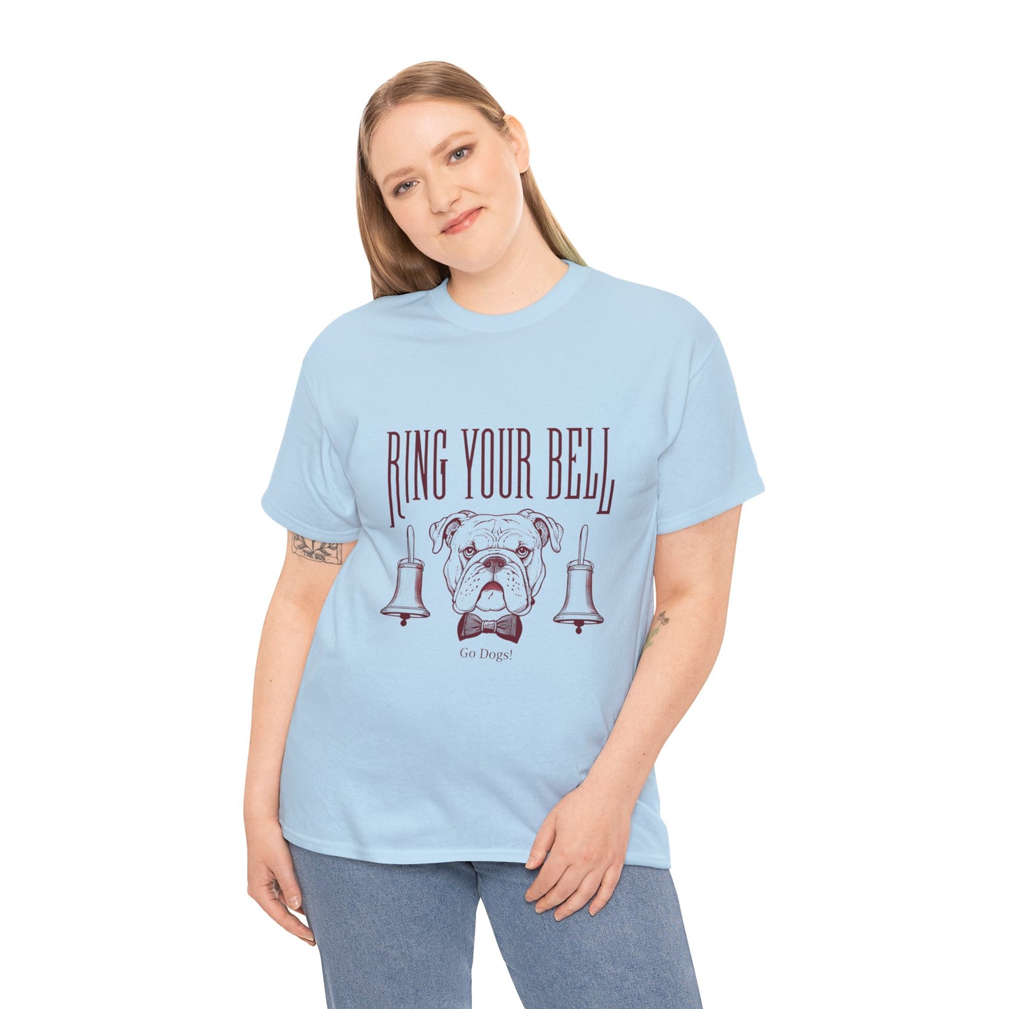 Dog Lover's Unisex Heavy Cotton Tee | 'Ring Your Bell' Shirt, Bulldog Tee, Pet Owner Gift, Funny Dog Apparel, Casual Wear