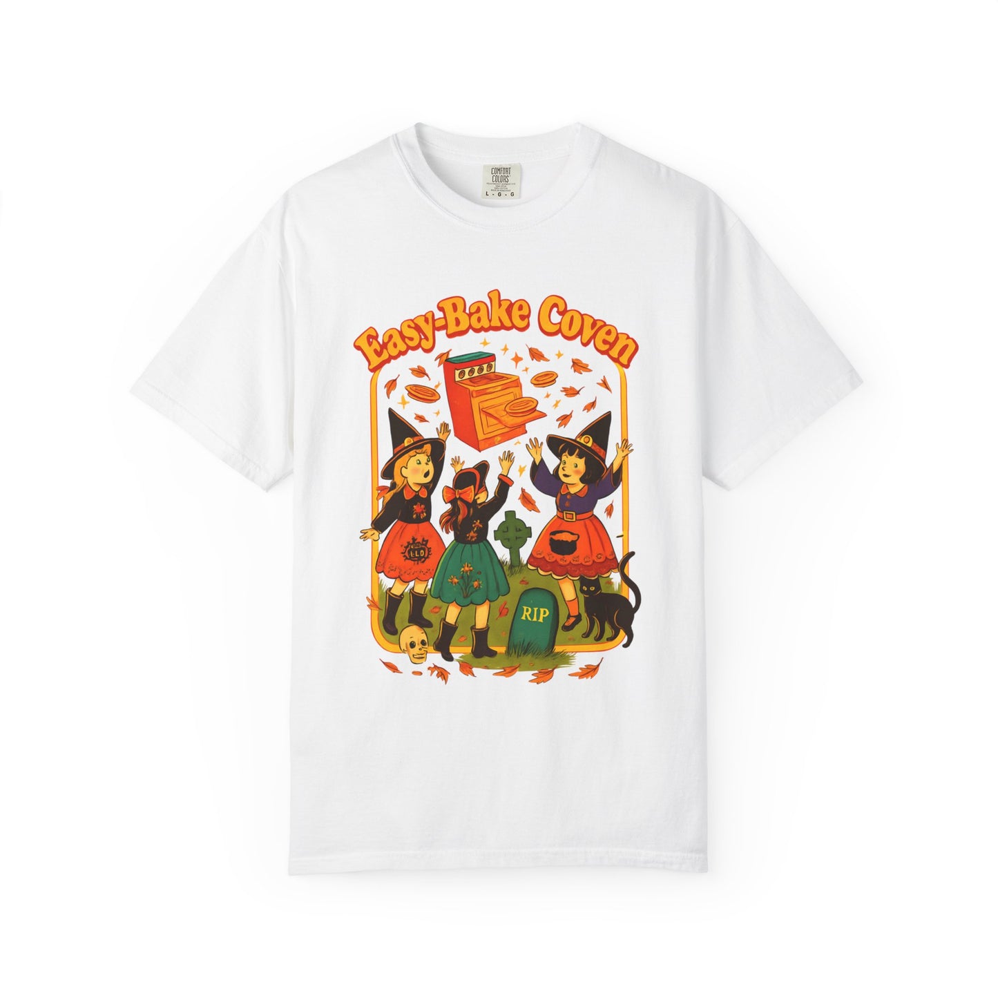 Halloween Witch T-Shirt, Unisex Garment-Dyed Shirt, Easy-Bake Coven Tee, Spooky Season Apparel, Cute Witch Design