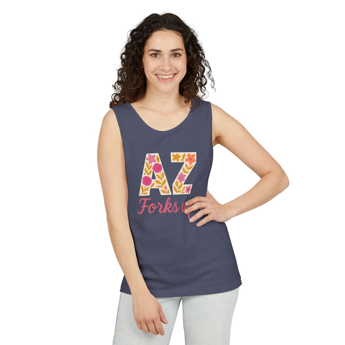 AZ Tank Top - AZ Forks Up Apparel, Summer Wear, Vacation Top, Travel Essentials, Gifts for Arizonans, Sun devils, comfort colors, graduation gift