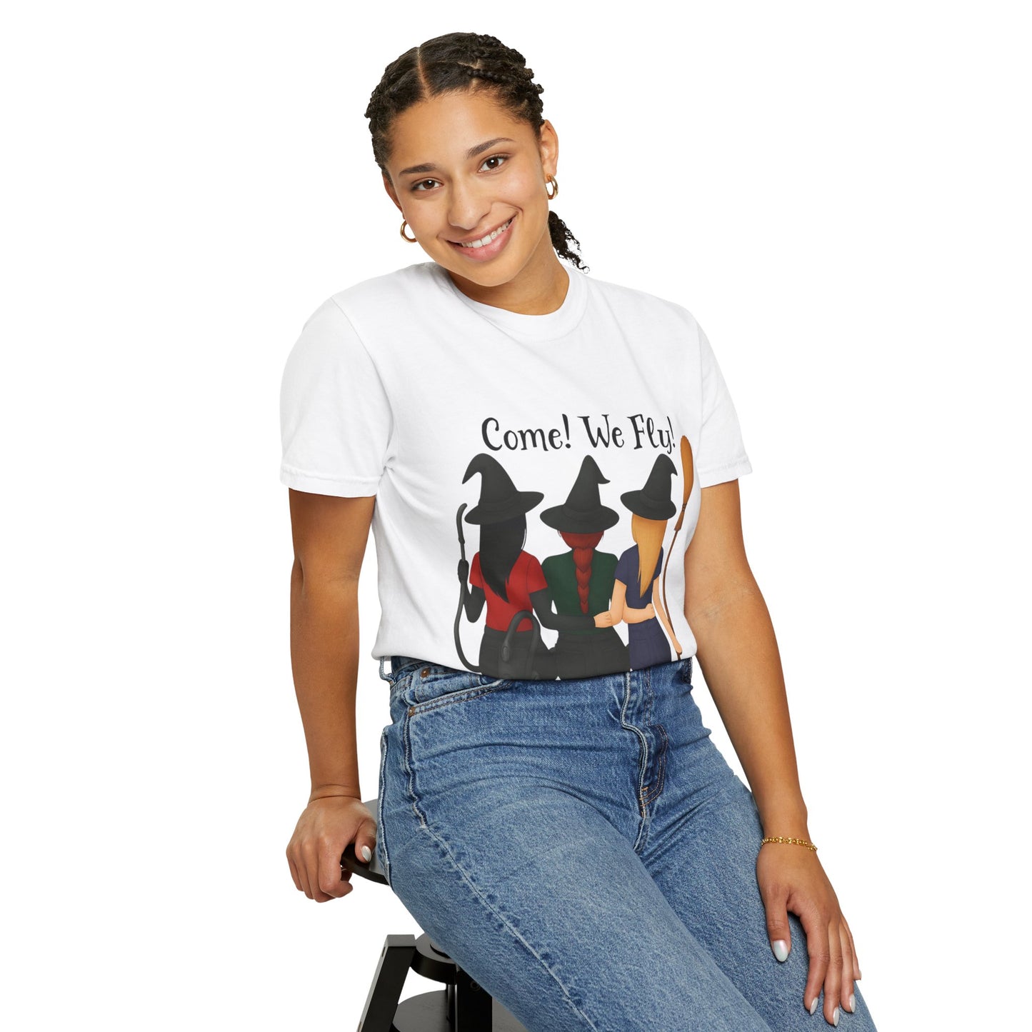 Witchy Halloween T-shirt - Come We Fly Unisex Garment-Dyed Tee