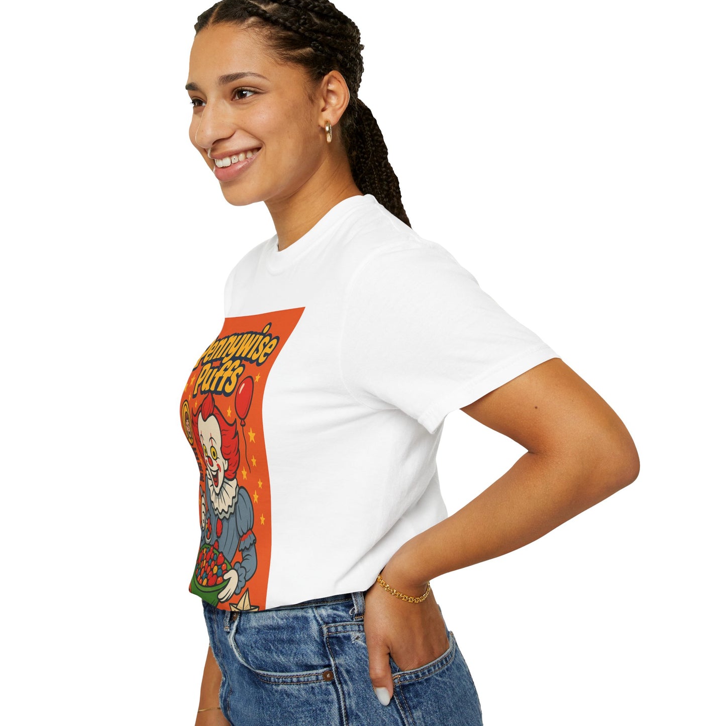 Pennywise Puffs T-Shirt | Unisex Graphic Tee for Horror Fans, Perfect for Halloween, Movie Nights, Gifts, Cosplay