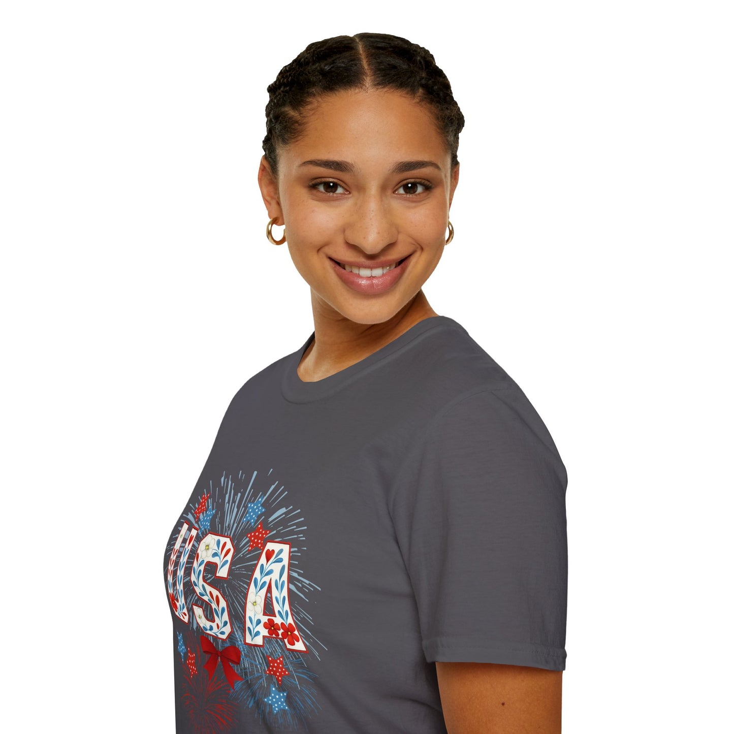Patriotic USA Fireworks T-Shirt, 4th of July Tee, Unisex Graphic Shirt, Independence Day Apparel, Stars and Stripes Clothing