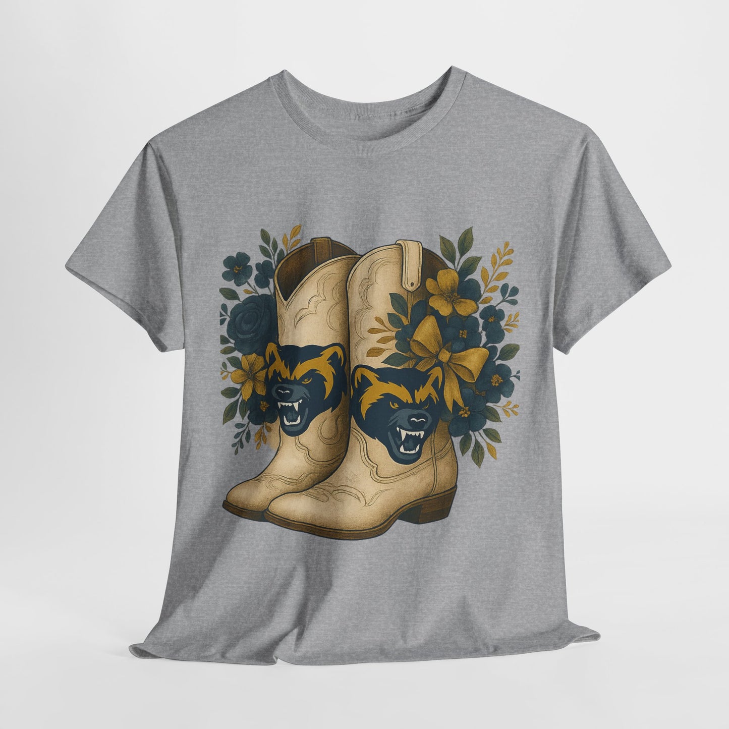 Graphic Tee - Michigan Wolverines Maize and Blue Country Chic Floral Cowboy Boots Vintage Style Shirt