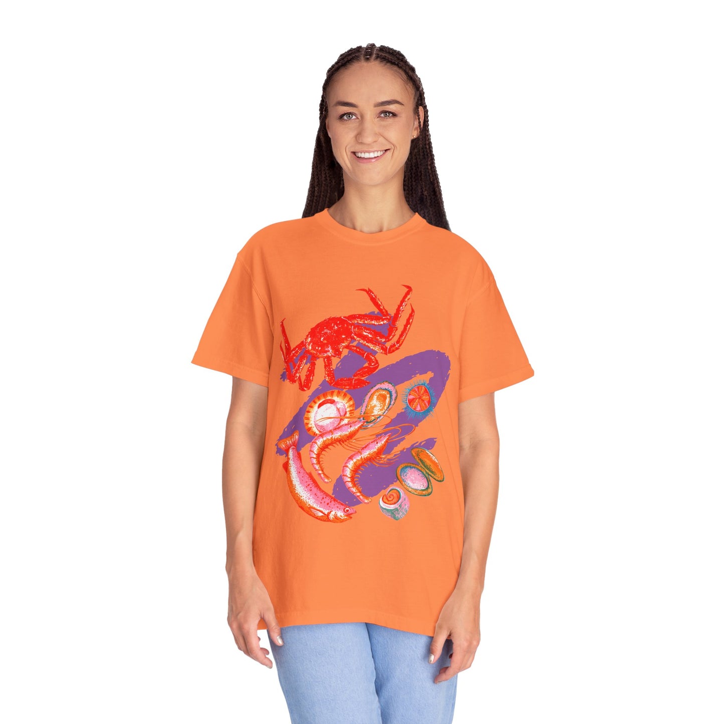 Comfort Colors Vibrant Seafood T-Shirt, French Coastal Tee, Distressed Shirt, Oversized Coquette Aesthetic, Nautical Style