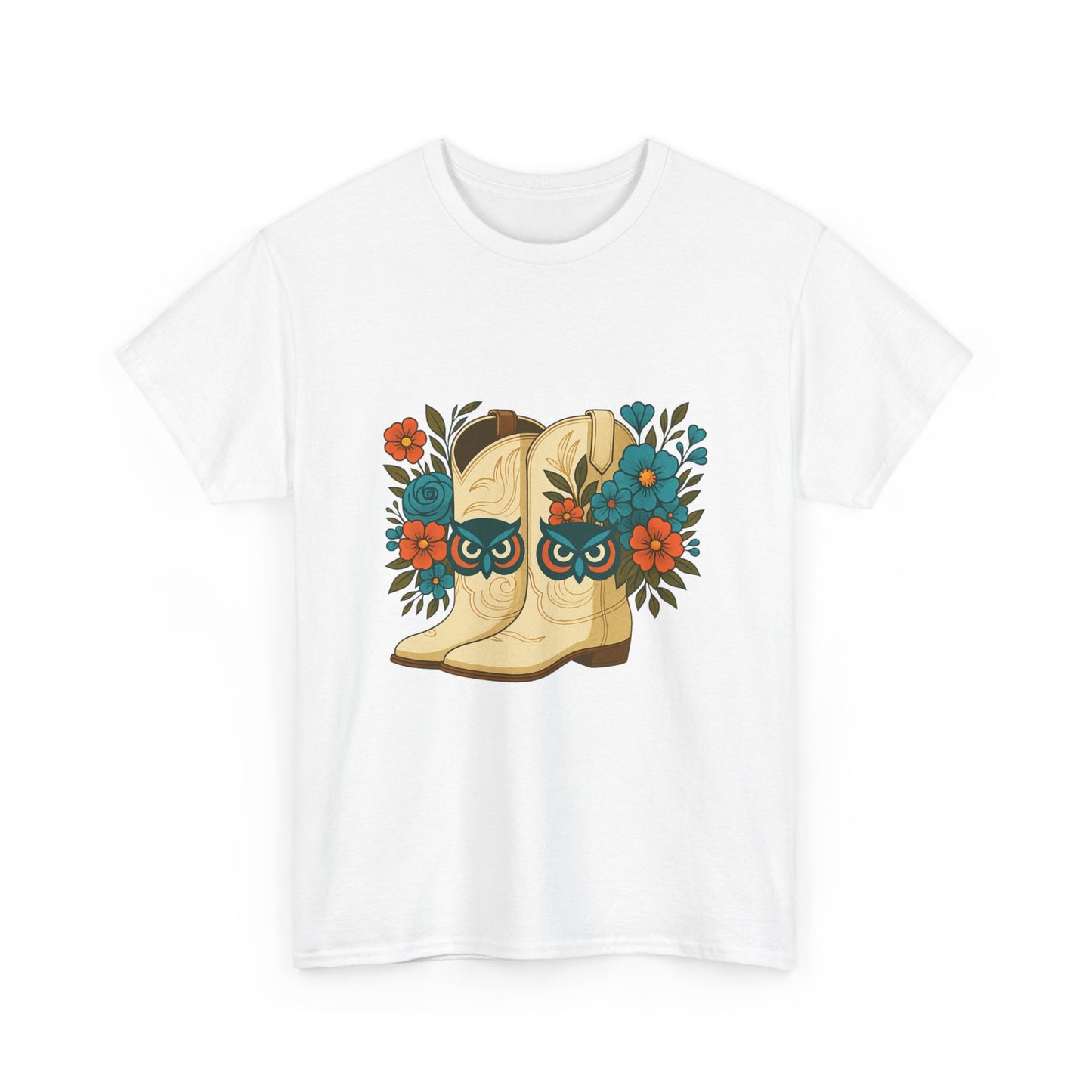 Floral Cowboy Boots Tee, Perfect for Country Music Lovers, Western Style Gift, Casual Outfit, Boho Fashion, Farmhouse Decor