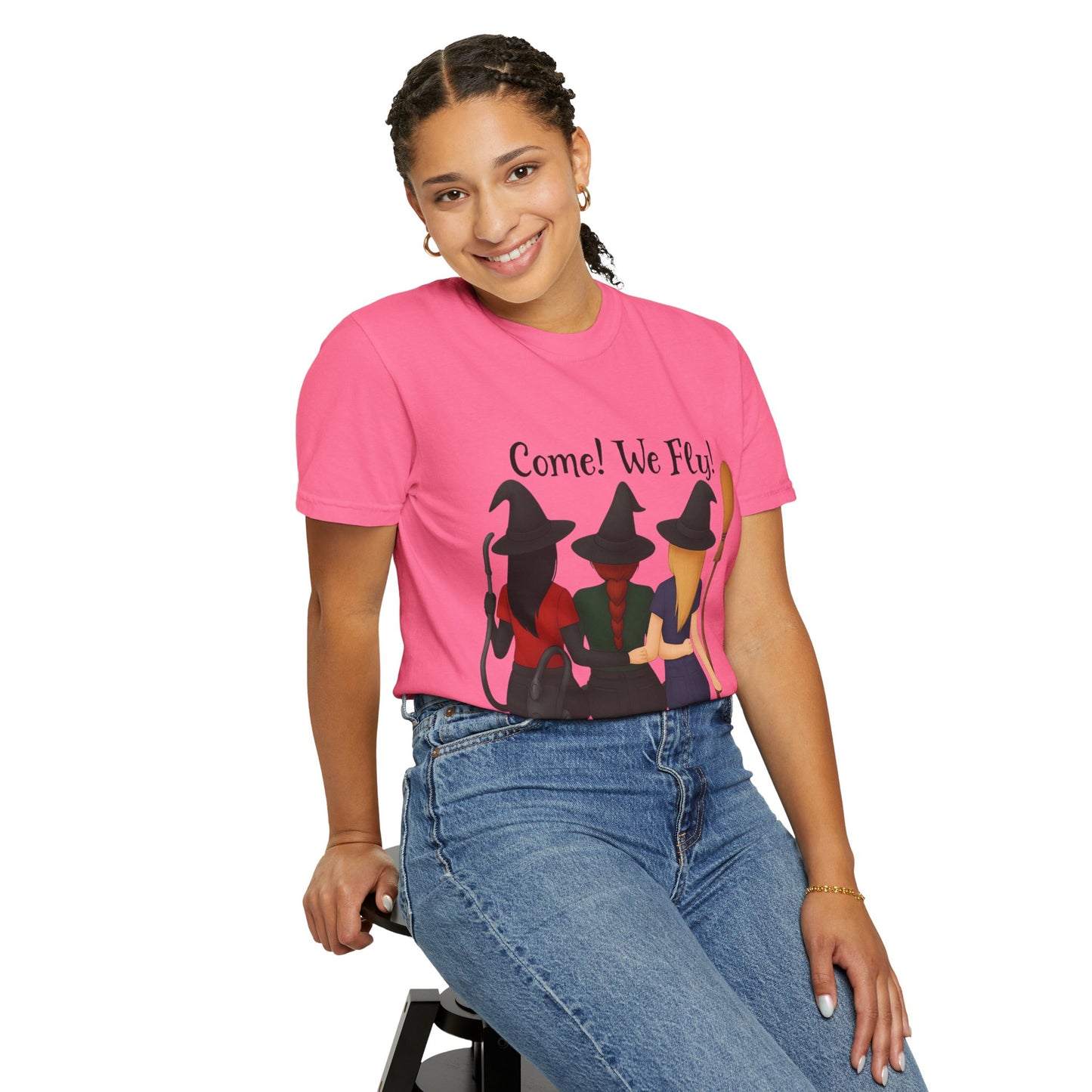 Witchy Halloween T-shirt - Come We Fly Unisex Garment-Dyed Tee