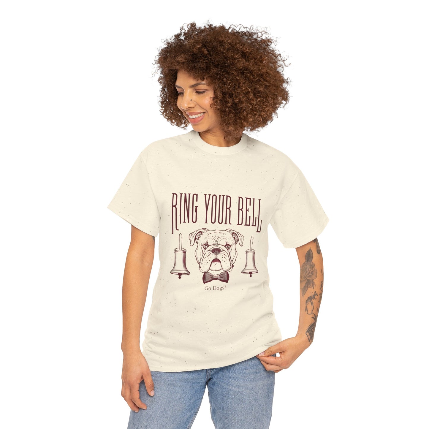 Dog Lover's Unisex Heavy Cotton Tee | 'Ring Your Bell' Shirt, Bulldog Tee, Pet Owner Gift, Funny Dog Apparel, Casual Wear