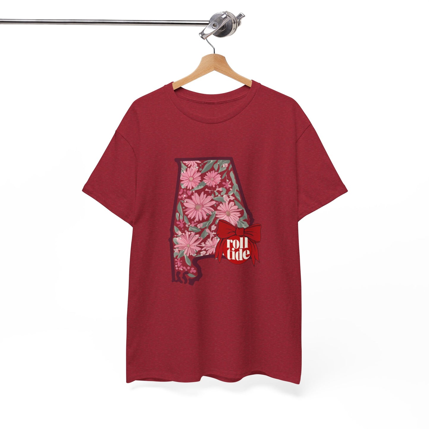Floral Alabama Tee - Roll Tide Unisex Heavy Cotton T-Shirt, Casual Wear, Game Day Outfit, College Apparel, Southern Pride