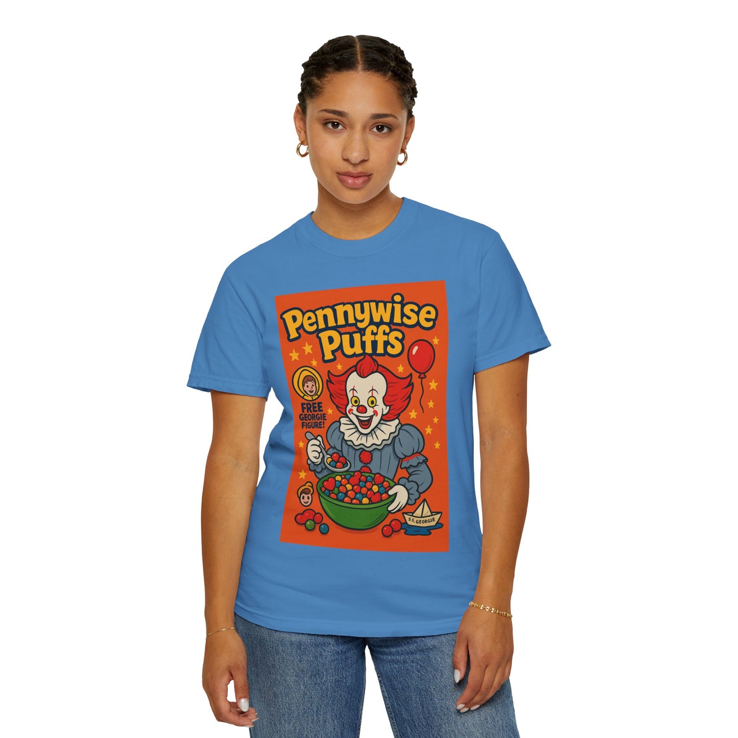 Pennywise Puffs T-Shirt | Unisex Graphic Tee for Horror Fans, Perfect for Halloween, Movie Nights, Gifts, Cosplay