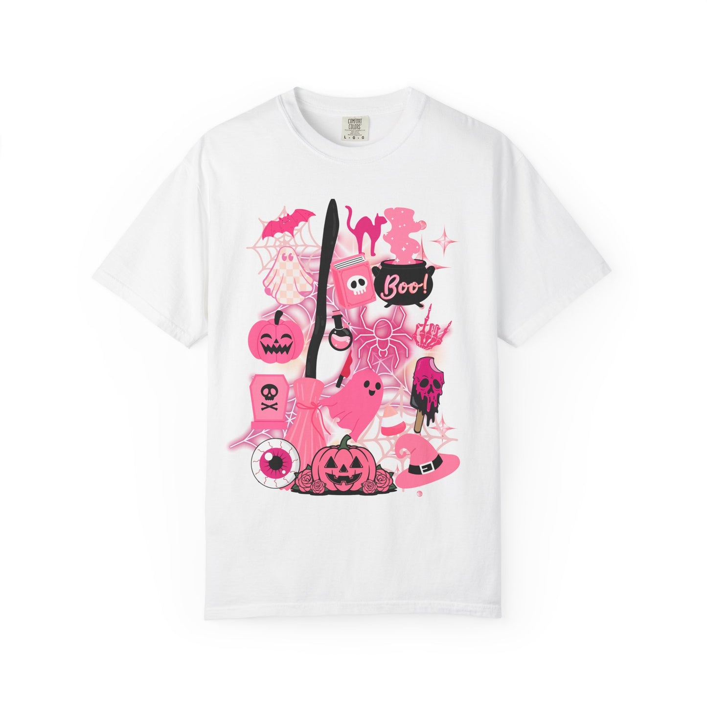 Pink Halloween-Themed Unisex T-shirt, Spooky Shirt, Ghostly Apparel, Boo T-shirt, Fall Fashion, Halloween Costume Top