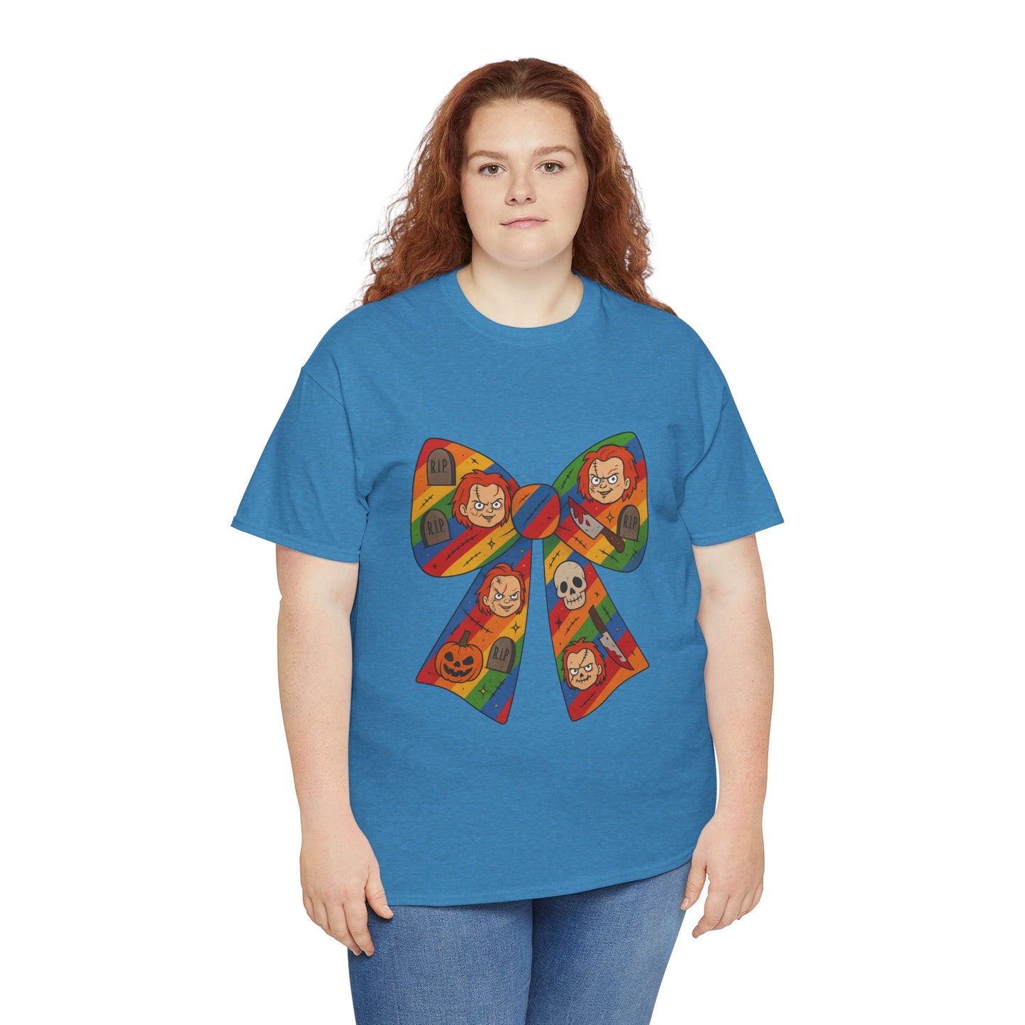Colorful Halloween Bow Tee, Fun Costume T-Shirt, Halloween Party Shirt, Unisex Graphic Tee, Cozy Everyday Wear, Unique Gift Idea