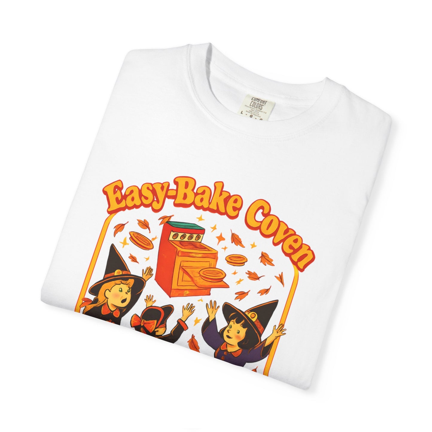 Halloween Witch T-Shirt, Unisex Garment-Dyed Shirt, Easy-Bake Coven Tee, Spooky Season Apparel, Cute Witch Design