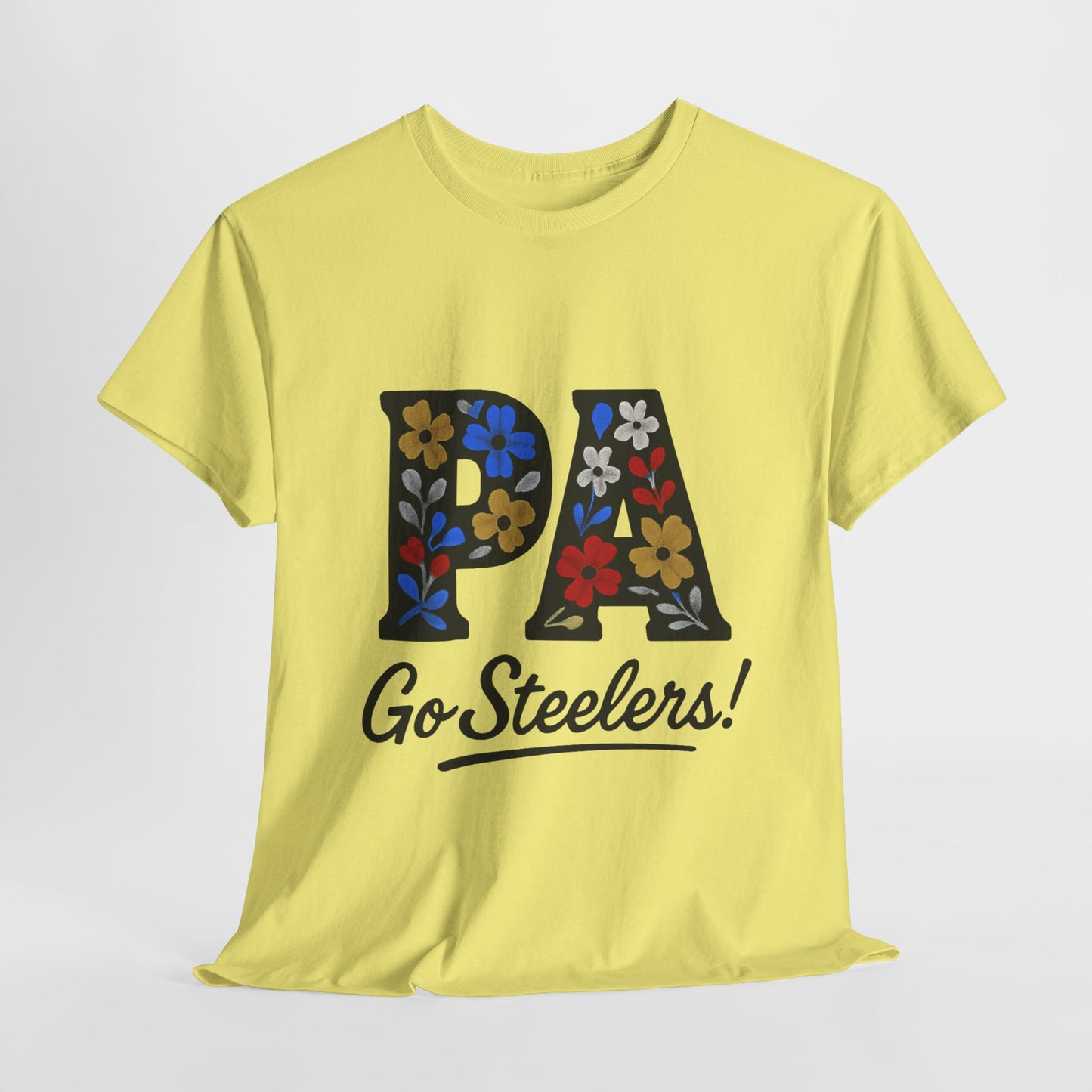 Sports Fan Tee - Floral PA Go Steelers Unisex Heavy Cotton Tee