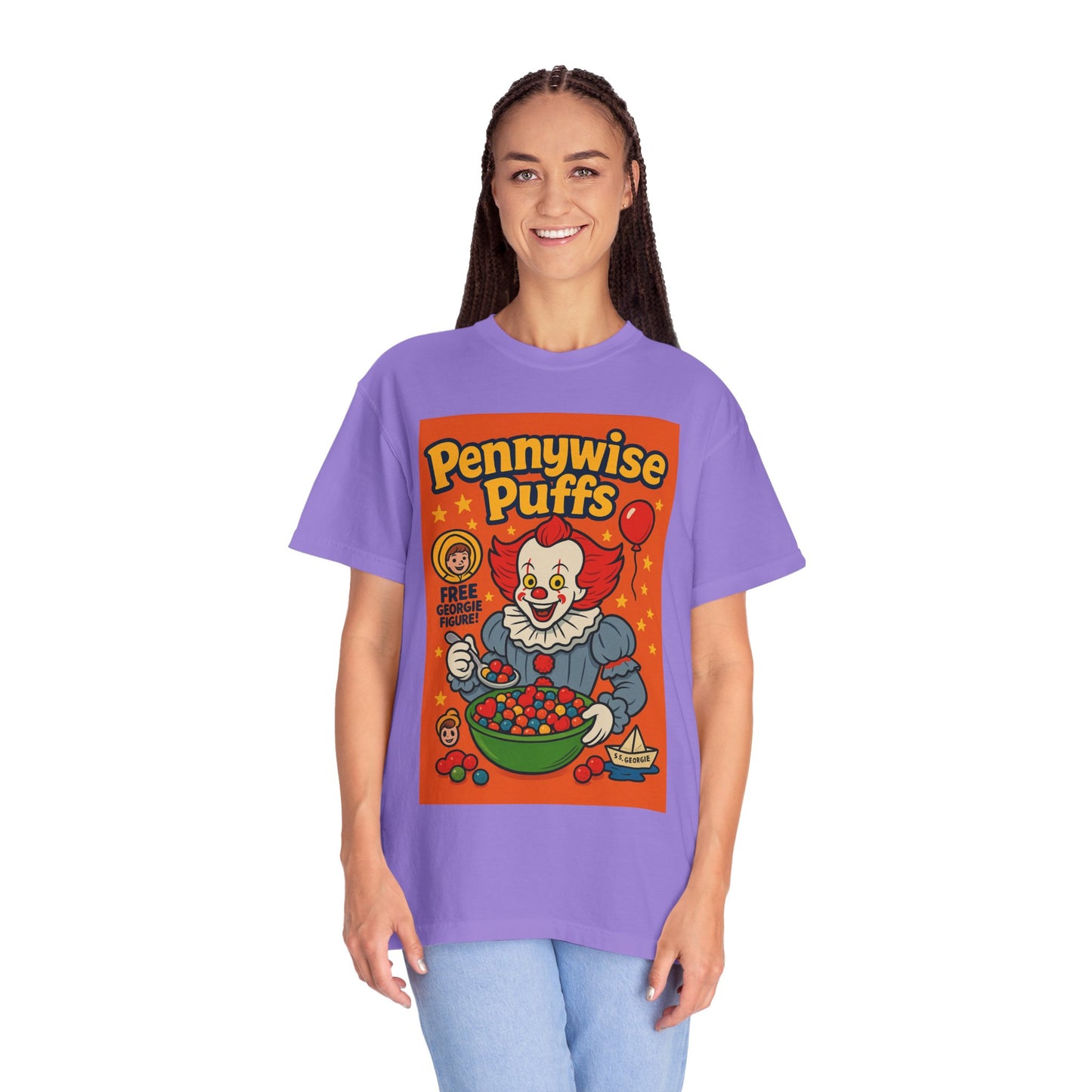Pennywise Puffs T-Shirt | Unisex Graphic Tee for Horror Fans, Perfect for Halloween, Movie Nights, Gifts, Cosplay