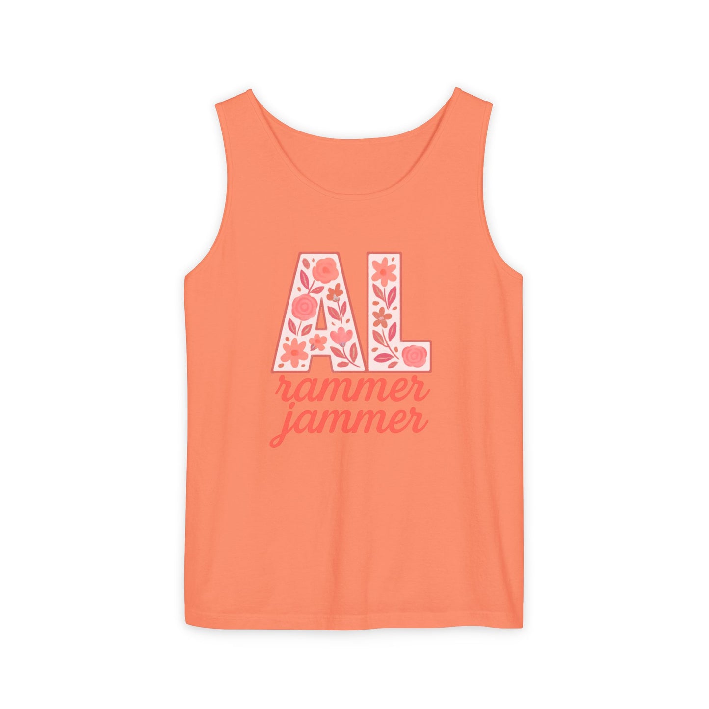 Floral Alabama Rammer Jammer Tank Top, Summer Tee, College Apparel, Game Day Shirt, Unisex Summer Clothing, Southern Style Top, Comfort Colors, Graduation Gift