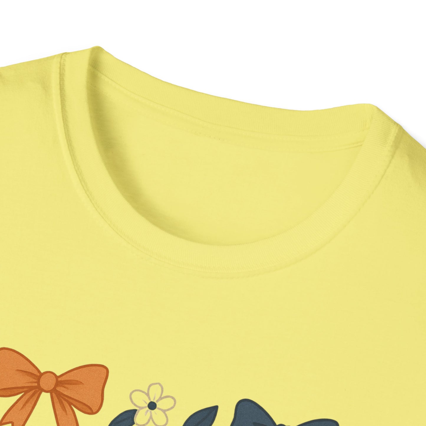 AU Floral Bow Graphic T-Shirt, Softstyle Tee, Botanical Print Shirt, Gift for Her, Casual Wear, Summer Fashion, Vintage Aesthetic