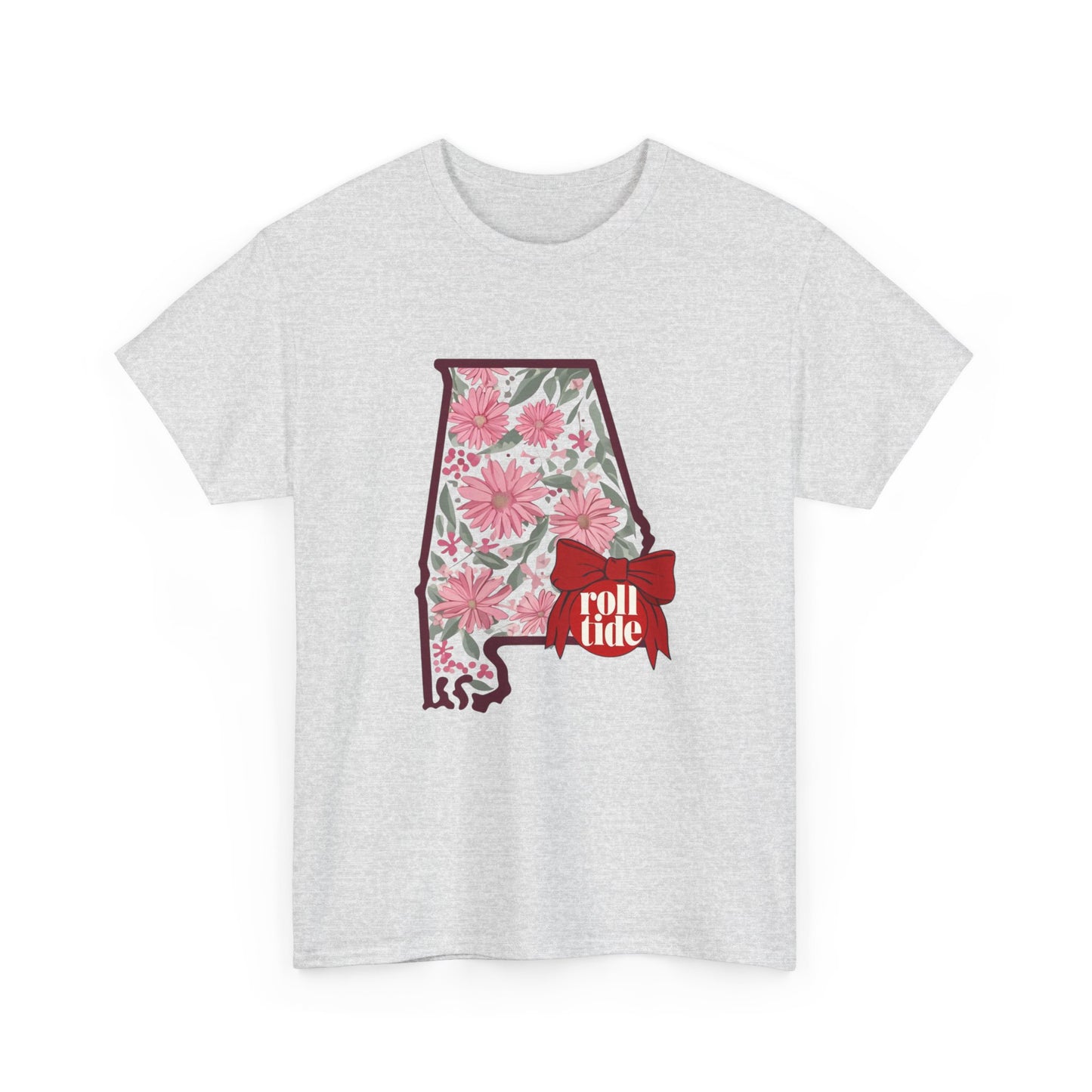 Floral Alabama Tee - Roll Tide Unisex Heavy Cotton T-Shirt, Casual Wear, Game Day Outfit, College Apparel, Southern Pride