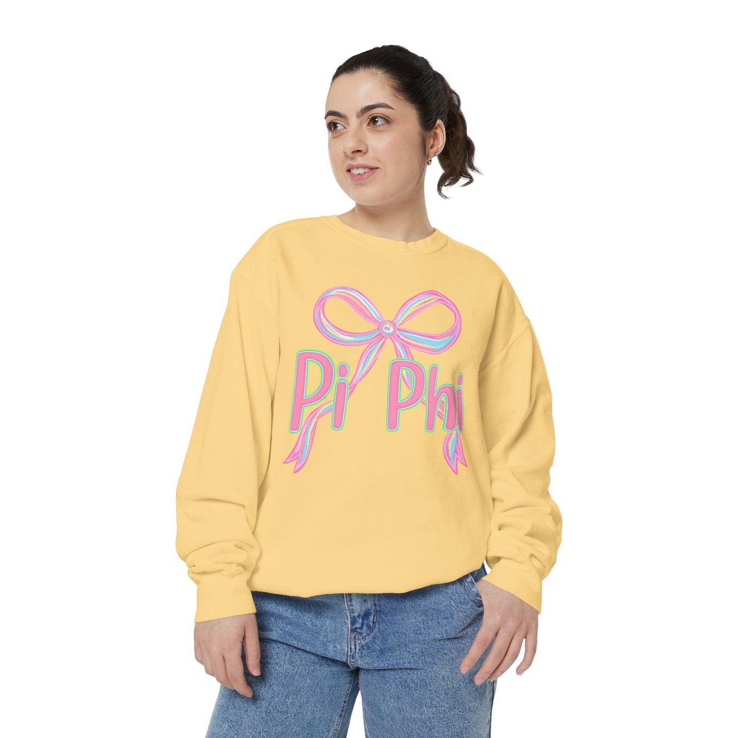 PiPhi Bow Unisex Sweatshirt, Cute Sorority Apparel, Comfortable Sweatshirt, Gift for Sorority Sisters, Soft Fashion Essentials