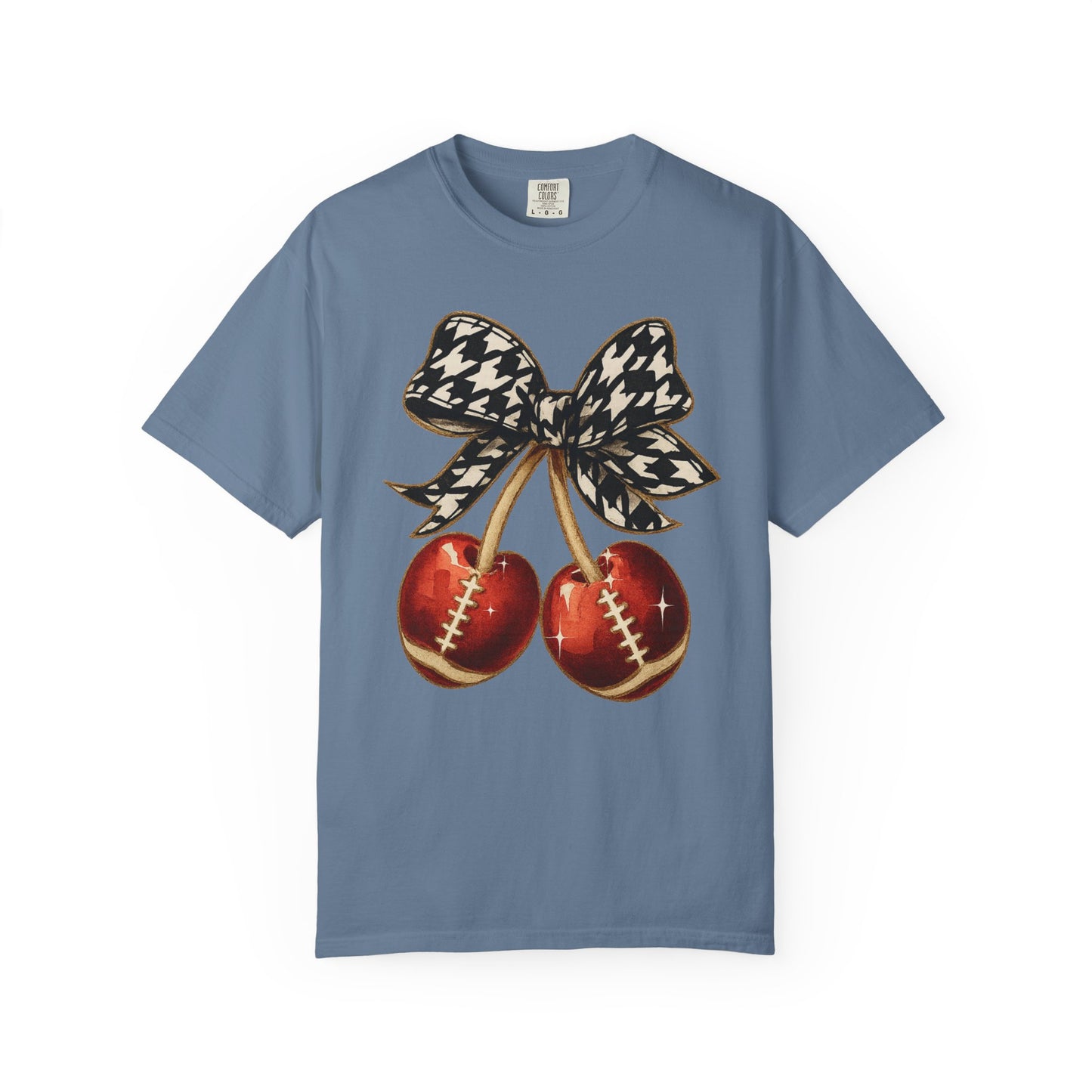 Houndstooth Bow Unisex Tee for Sports Lovers | Garment-Dyed T-shirt