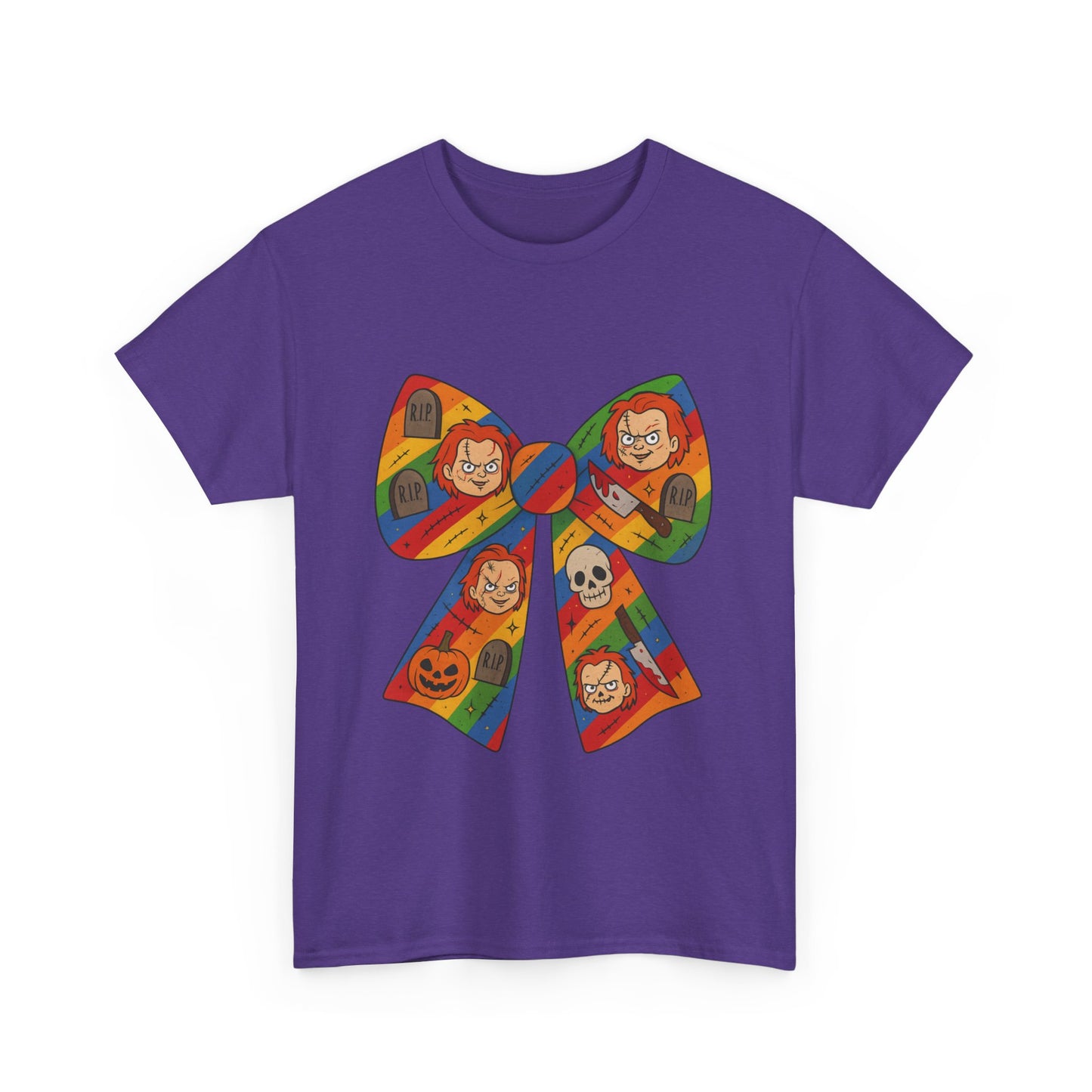 Colorful Halloween Bow Tee, Fun Costume T-Shirt, Halloween Party Shirt, Unisex Graphic Tee, Cozy Everyday Wear, Unique Gift Idea