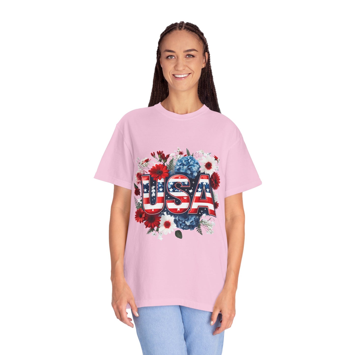 Patriotic Floral USA T-Shirt
