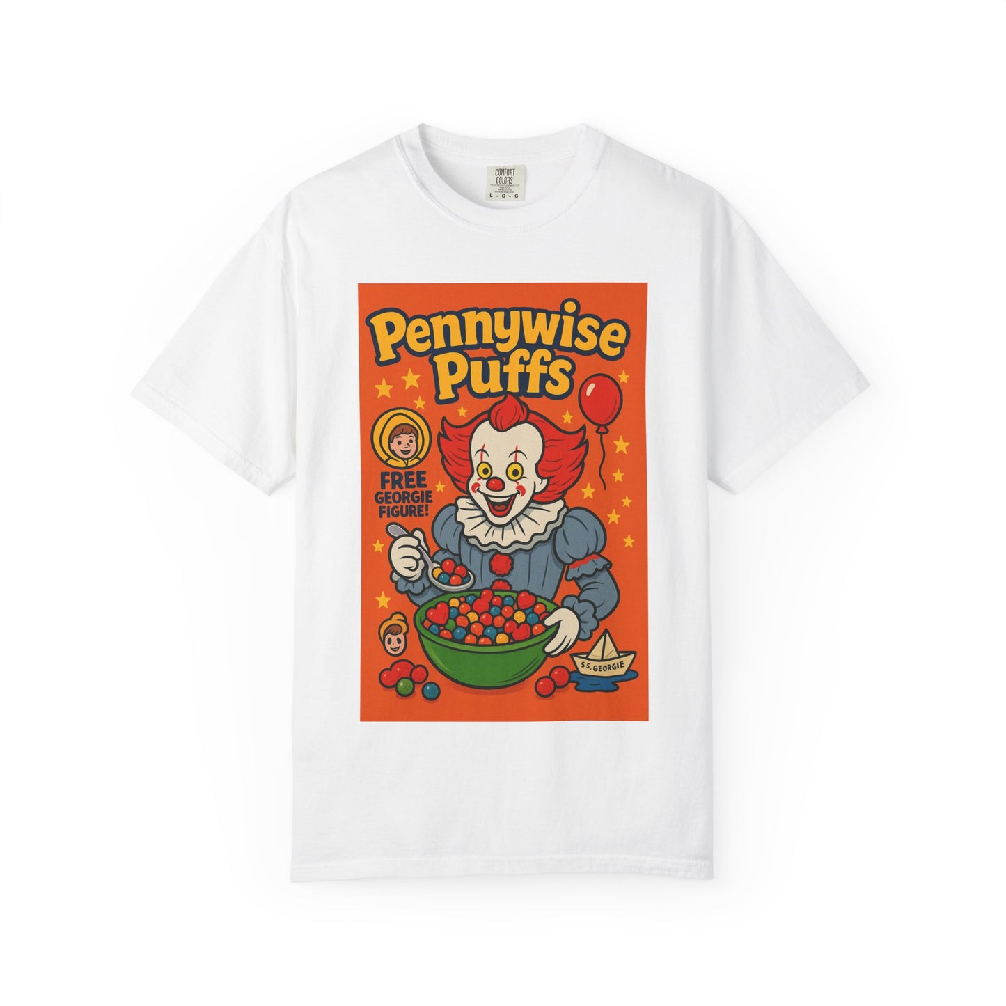 Pennywise Puffs T-Shirt | Unisex Graphic Tee for Horror Fans, Perfect for Halloween, Movie Nights, Gifts, Cosplay