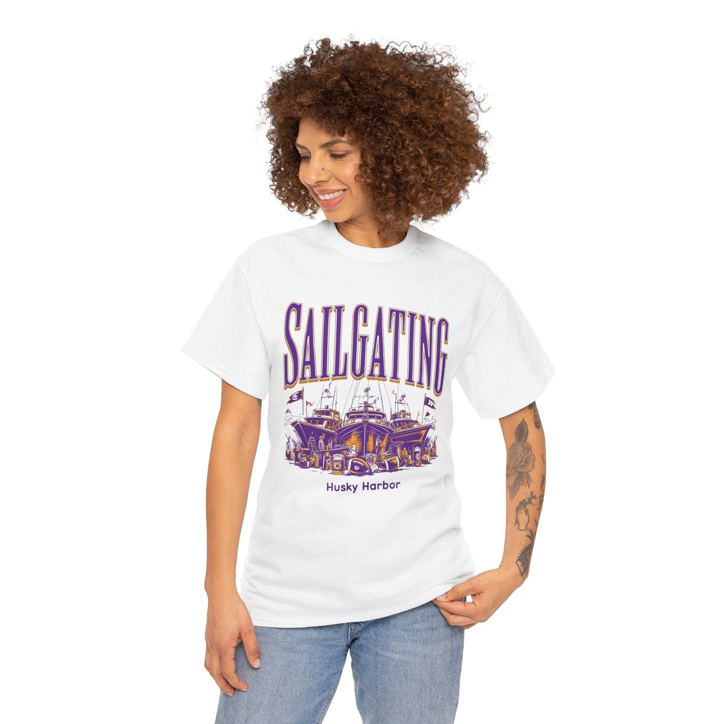 Sailgating Tee - Washington Huskies Unisex Heavy Cotton Shirt