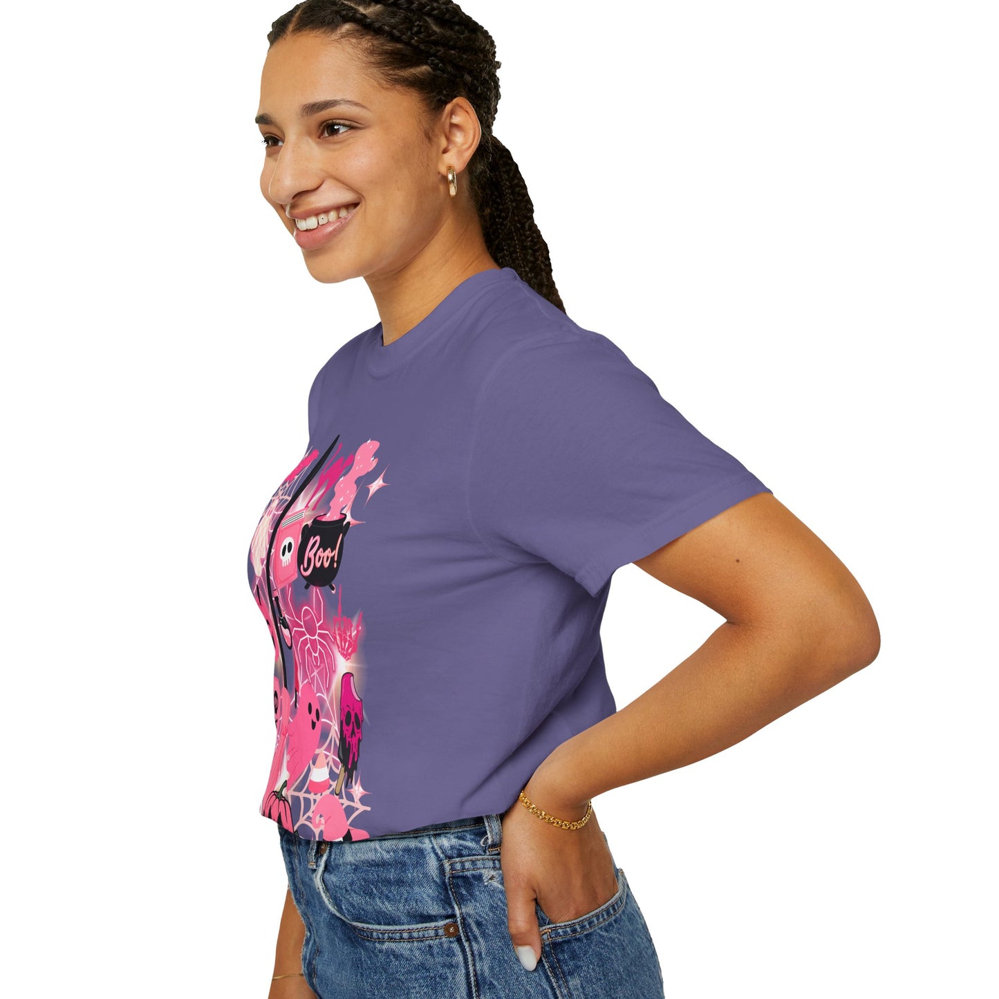 Pink Halloween-Themed Unisex T-shirt, Spooky Shirt, Ghostly Apparel, Boo T-shirt, Fall Fashion, Halloween Costume Top