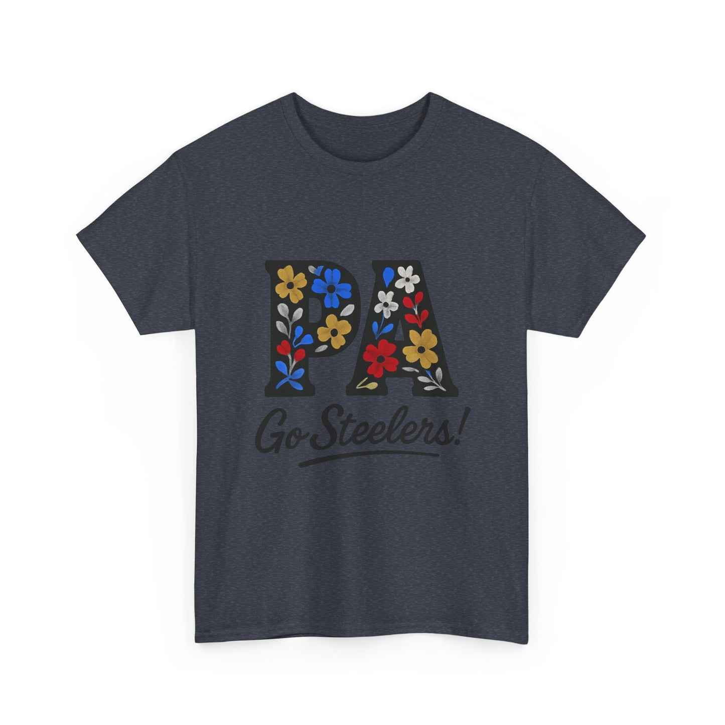 Sports Fan Tee - Floral PA Go Steelers Unisex Heavy Cotton Tee