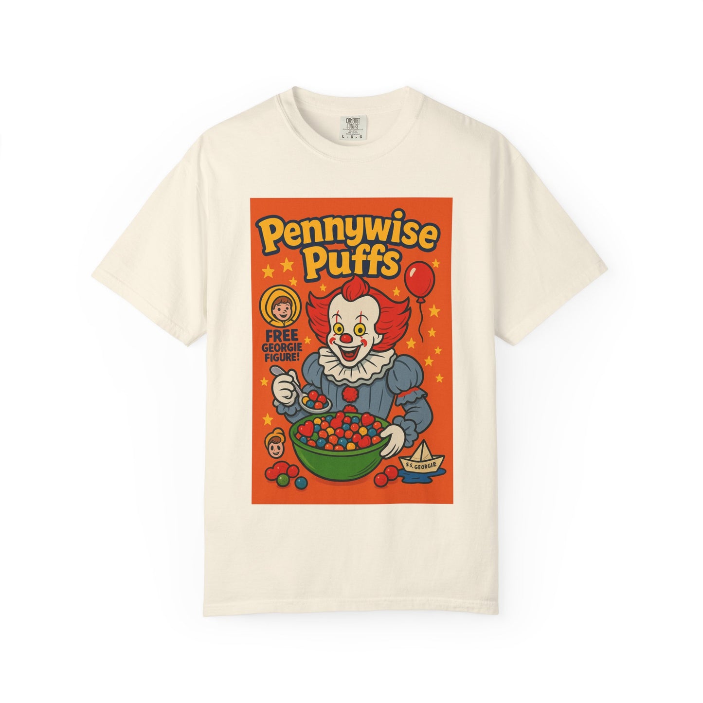 Pennywise Puffs T-Shirt | Unisex Graphic Tee for Horror Fans, Perfect for Halloween, Movie Nights, Gifts, Cosplay
