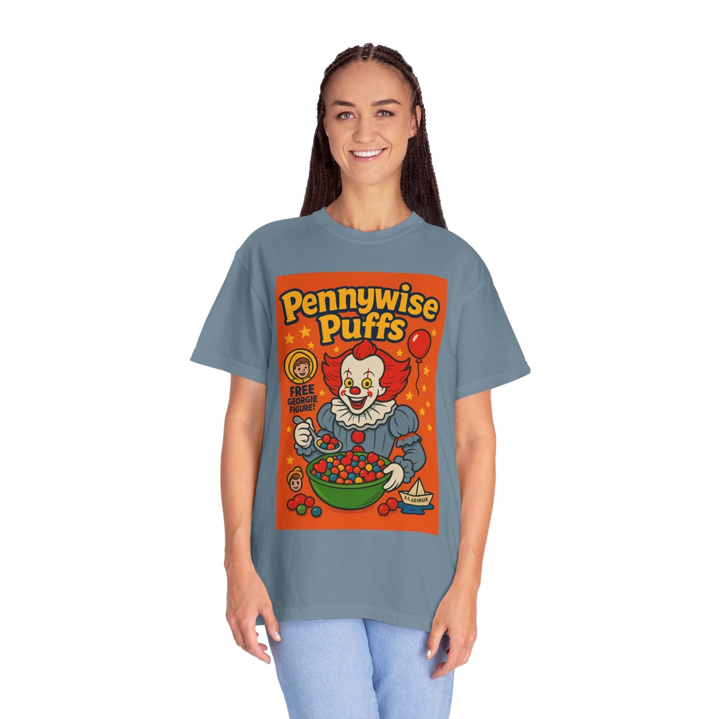 Pennywise Puffs T-Shirt | Unisex Graphic Tee for Horror Fans, Perfect for Halloween, Movie Nights, Gifts, Cosplay