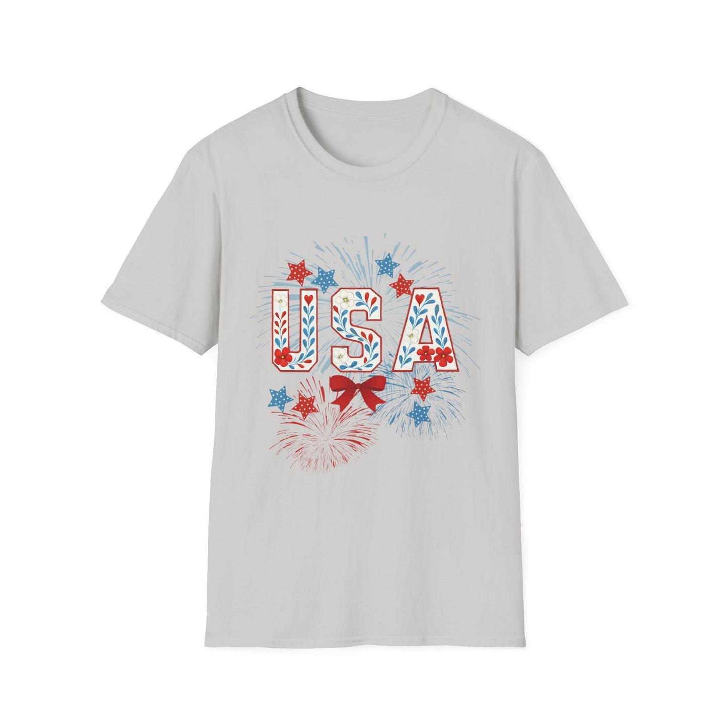 Patriotic USA Fireworks T-Shirt, 4th of July Tee, Unisex Graphic Shirt, Independence Day Apparel, Stars and Stripes Clothing