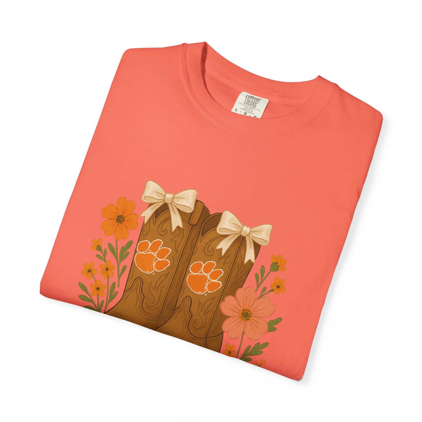 Cowgirl Boots Floral T-Shirt, Go Tigers Game Day, Comfort Colors
