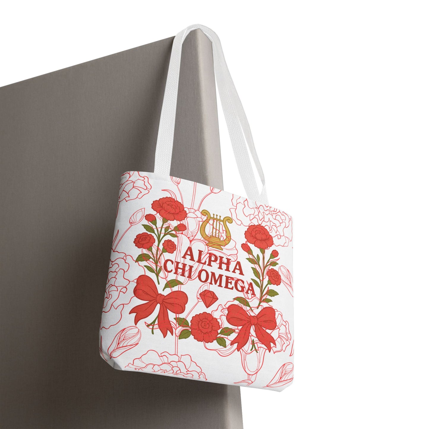 Floral Sorority Alpha Chi Omega Tote Bag, College Essentials, Gift for Sorority Sisters, Eco-Friendly Shopping Tote, Alpha Chi Omega Apparel