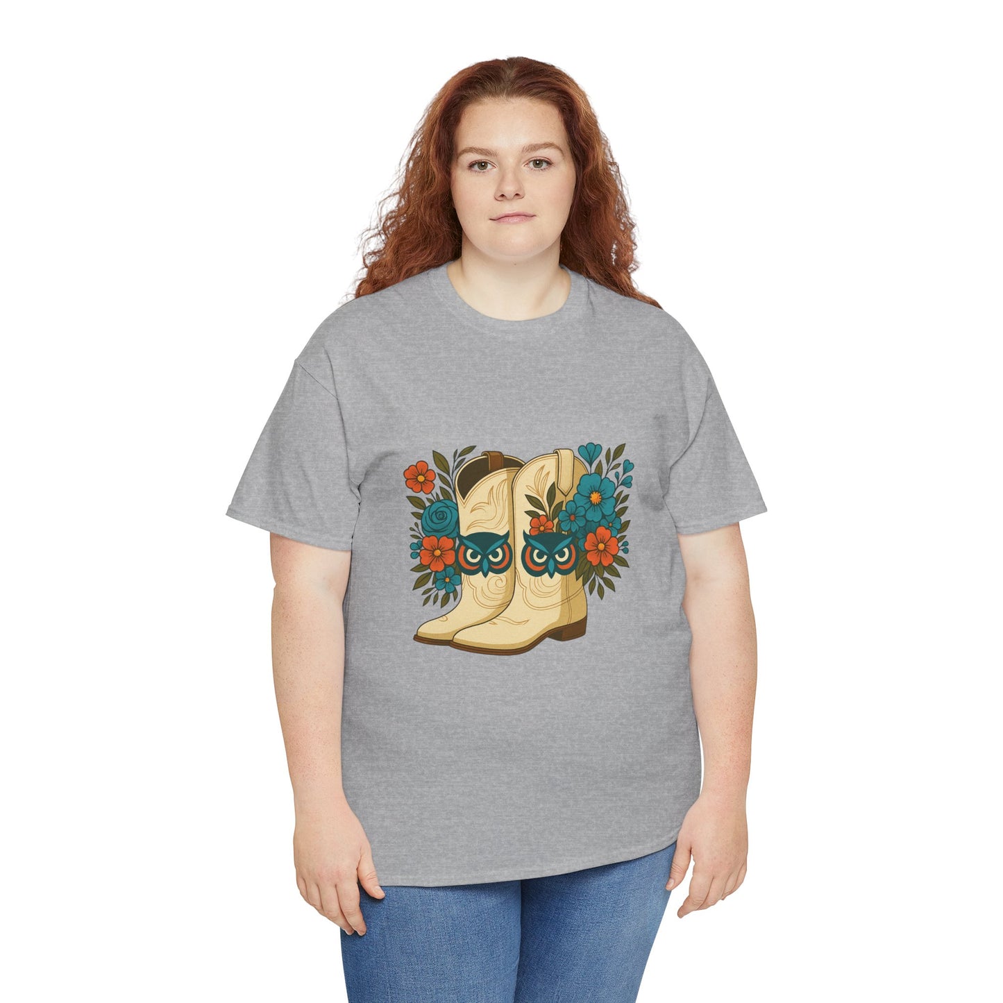 Floral Cowboy Boots Tee, Perfect for Country Music Lovers, Western Style Gift, Casual Outfit, Boho Fashion, Farmhouse Decor