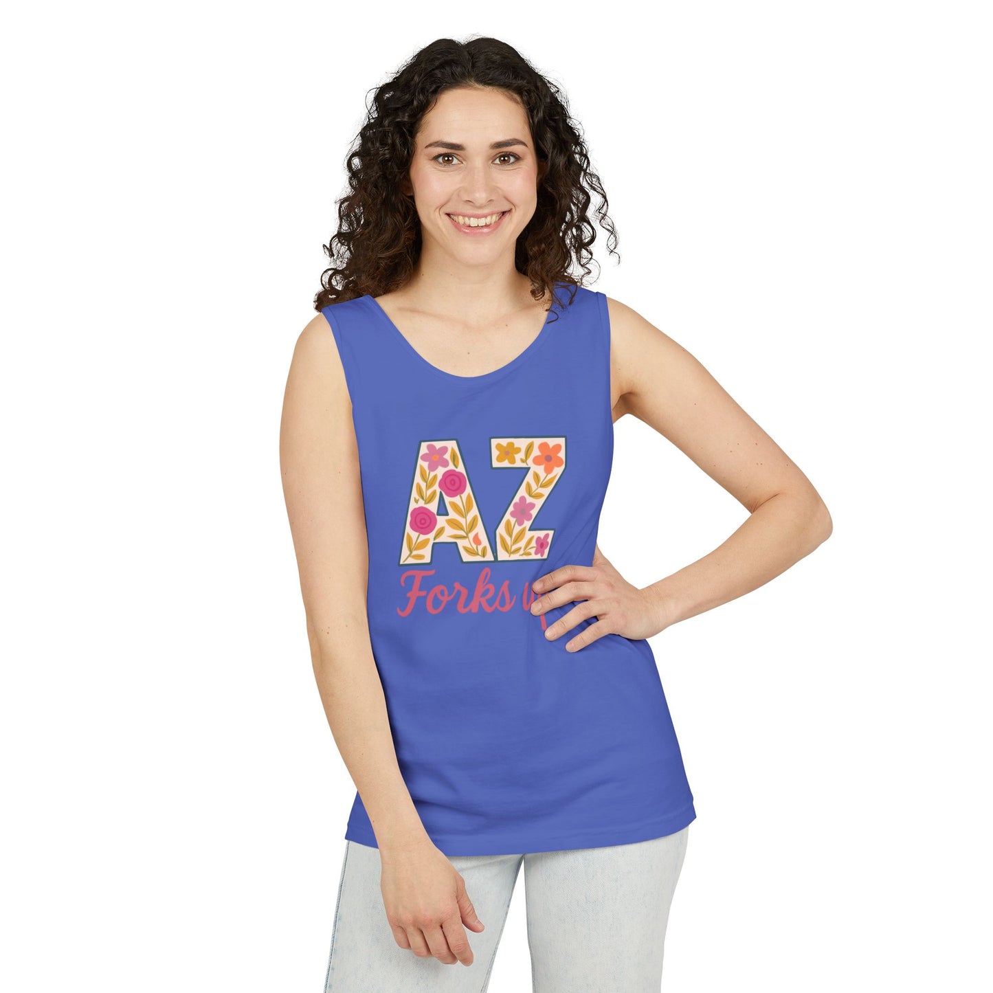 AZ Tank Top - AZ Forks Up Apparel, Summer Wear, Vacation Top, Travel Essentials, Gifts for Arizonans, Sun devils, comfort colors, graduation gift